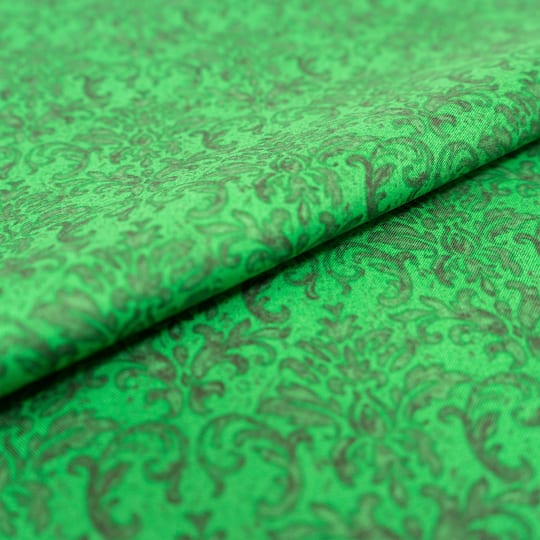 SINGER Green Damask Cotton Fabric
